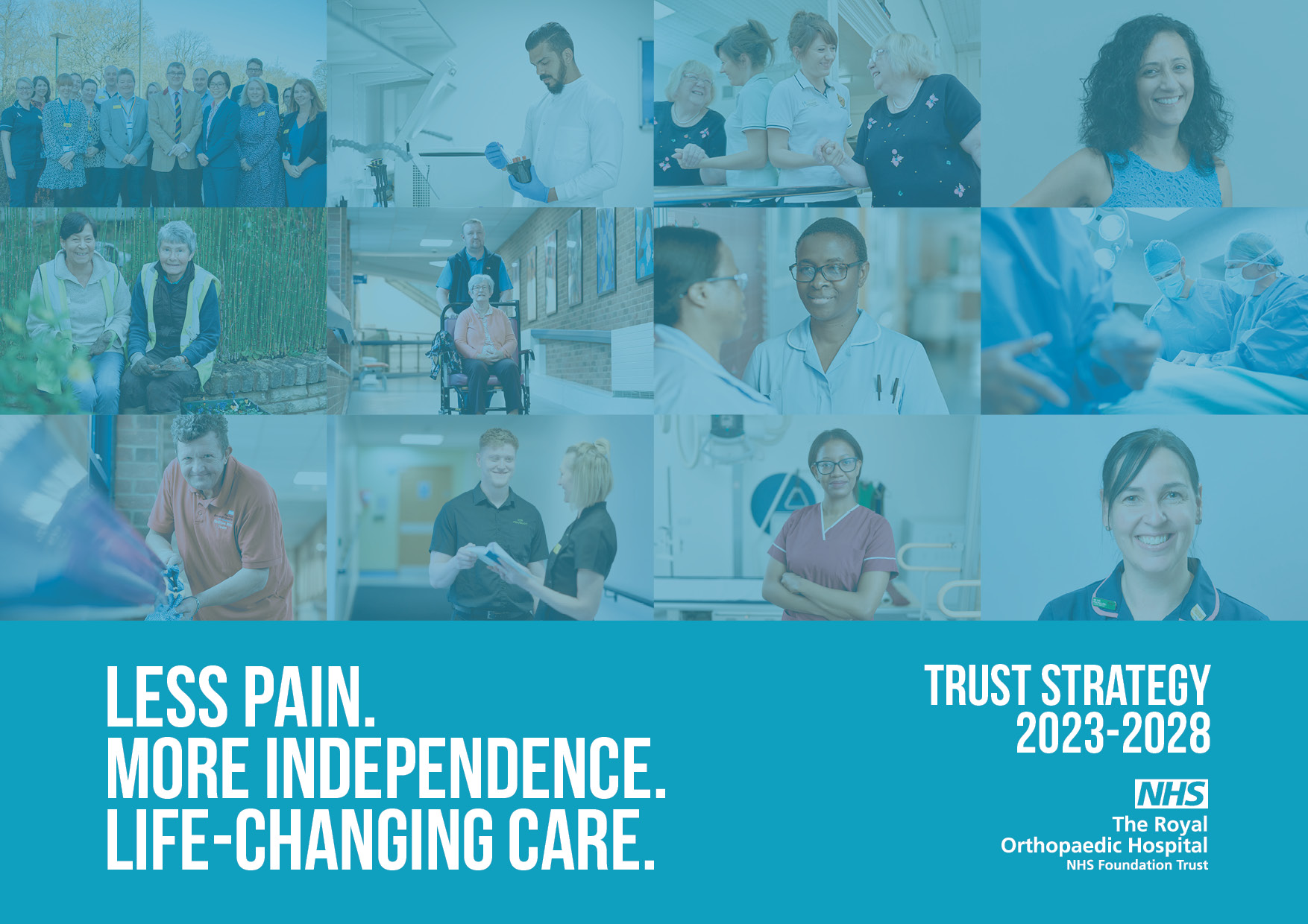 An image of the front cover of our strategy featuring members of staff smiling
